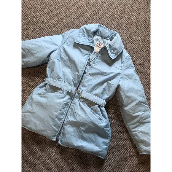 Black Bear Womens Winter Coat VINTAGE made In USA Size Large Light Blue - Picture 1 of 5
